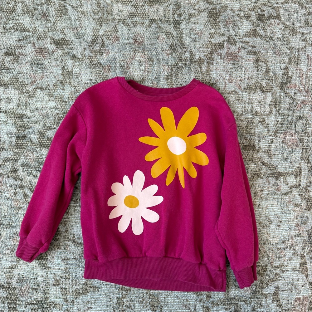 Old Navy Magenta Sweatshirt with Yellow and White Flowers